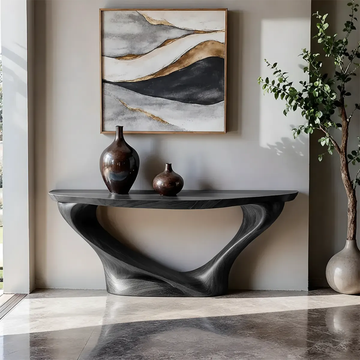 Y-Form Walnut Finish Console Table – Handcrafted Modern Design