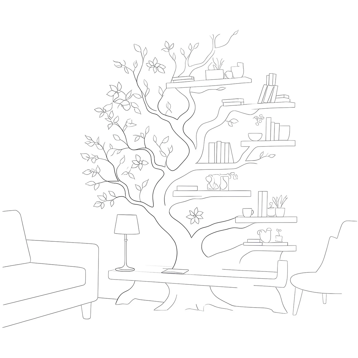 Tree-Inspired Bookshelf – Unique Wooden Display Shelf for Books & Collectibles