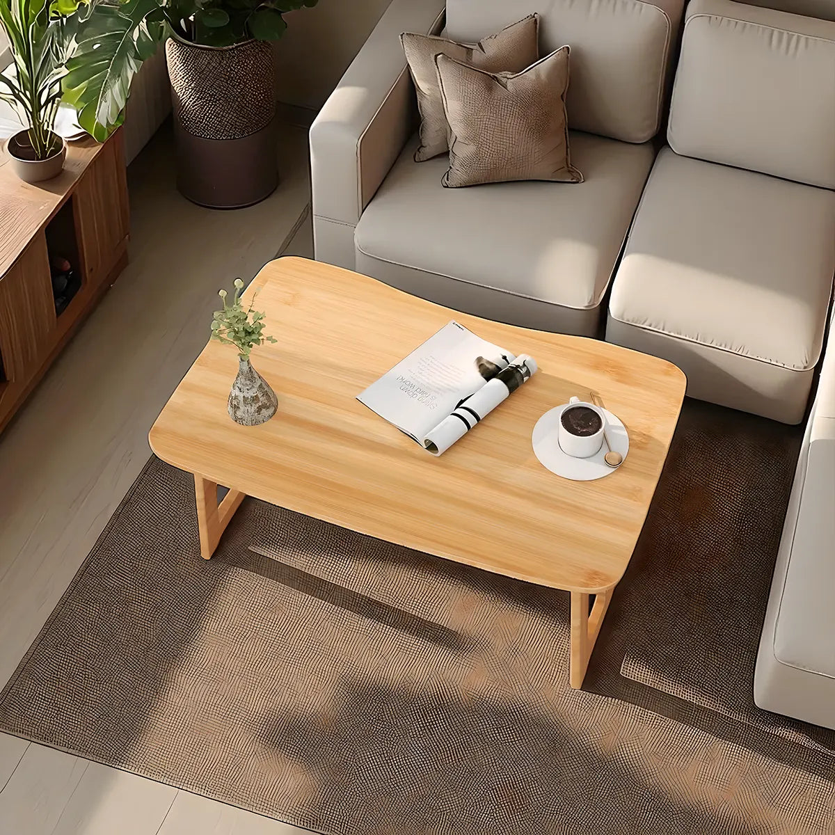 31.5″ Bamboo Coffee Table – Exquisite Asian Design, 265lb Load Capacity 