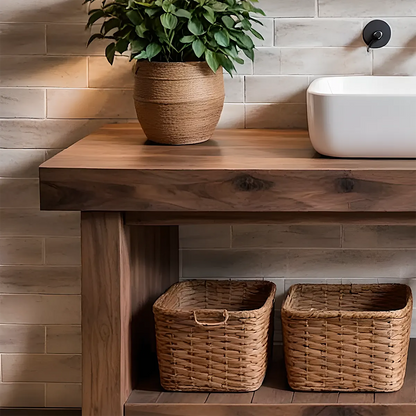 Elmstone Vanity – Solid Oak Farmhouse Bathroom Design - Rustira