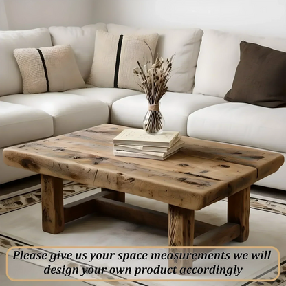 Recycled wood living room table Handmade coffee table Modern driftwood coffee table 