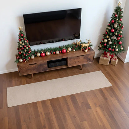 Mid-Century Modern Solid Wood TV Stand with Clean Walnut Finish - Rustira