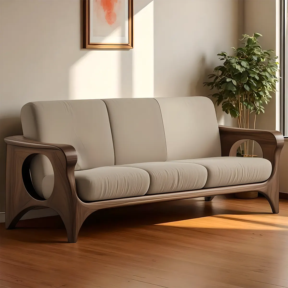 Modern design Ash wood sofa - Solid wood frame, bright and elegant grain 