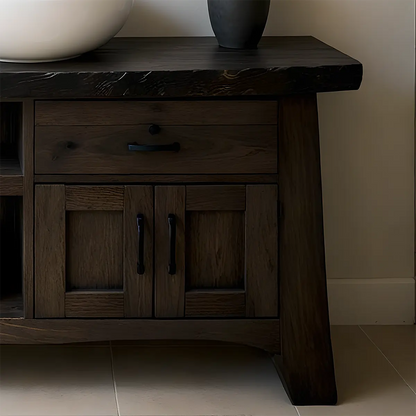 NoirOak Vanity – Rustic Solid Wood Bathroom Cabinet - Rustira
