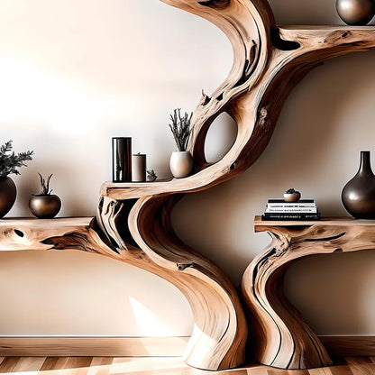 Handmade Wooden Bookshelf – Natural Wood Floating Shelf for Baby Room Decoration. 