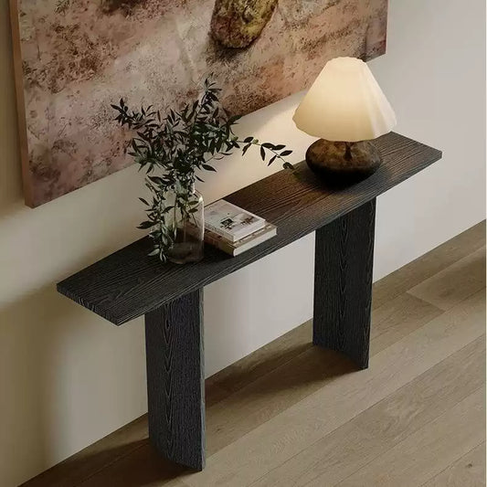 Wabi-Sabi Solid Wood Console Table – Minimalist Entryway - Rustira